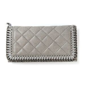 Stella McCartney Falabella Big Flap Wallet / Quilted / Metallic Gray